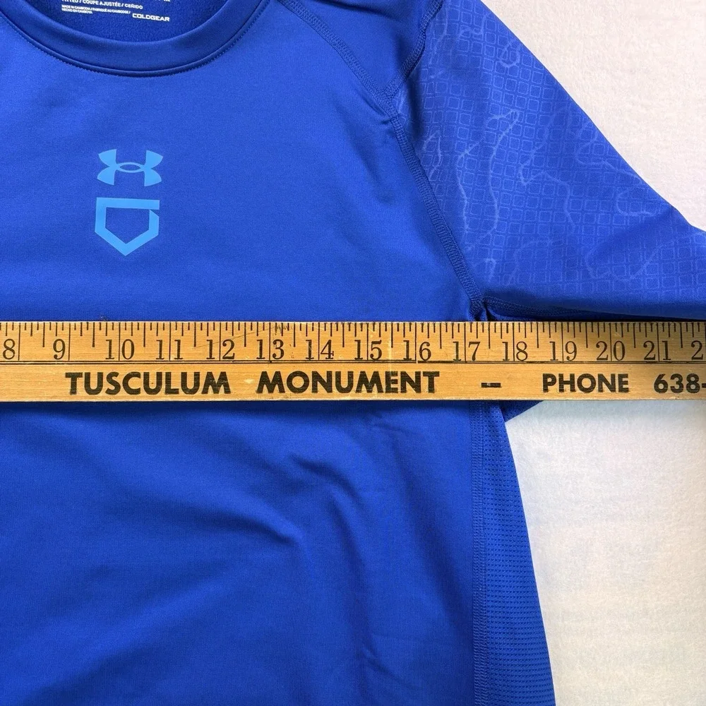 Under Armour Baseball Compression ColdGear Shirt Mens Medium Blue Long Sleeve